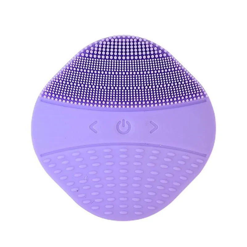 Vibration Rechargeable Electric Facial Cleansing Brush Skin Blackhead Pore Cleanser Waterproof Silicone Face Massager 40#710 - Цвет: purple