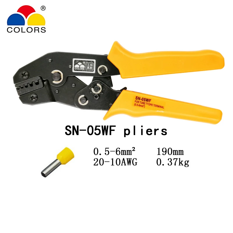 Цветные SN 06WF обжимные плоскогубцы 0 25 6 мм2 23 10AWG с 700 наконечниками 02WF/05WF/16WF 14 16mm2
