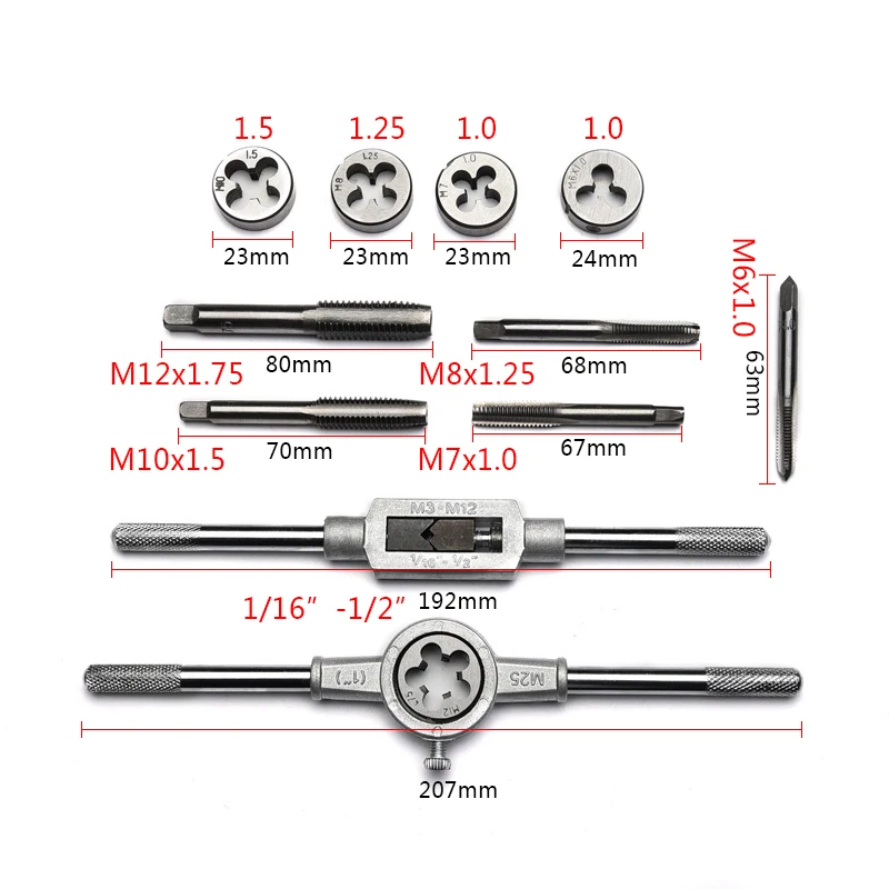 12PCS Faucet Mold Kit M3-M12 Straight Wrench Wrench Handle Faucet Tool Set DIY Metric Taper Tapping Hand Tools 12PCS Faucet Mold Kit M3-M12 Straight Wrench Wrench Handle Faucet Tool Set DIY Metric Taper Tapping Hand Tools