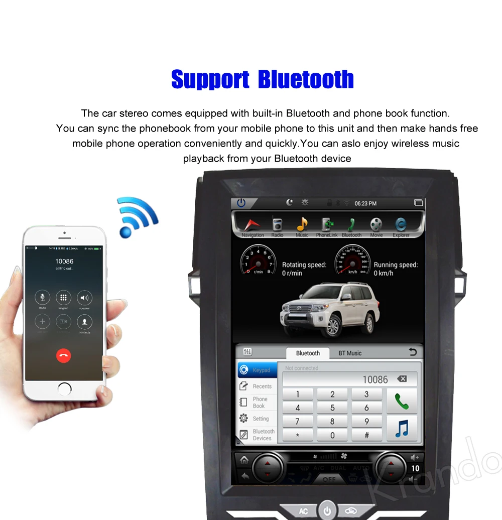 Flash Deal Krando Android 7.1 12.1" Vertical screen car radio player for Toyota Reiz Mark 2010-2016 GPS navigation entertainment system 3