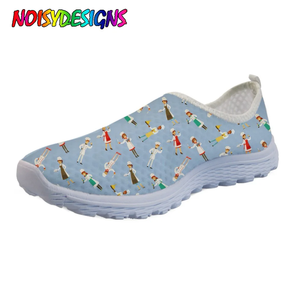 

NOISYDESIGNS 3D Cartoon Chef/Cook Pattern Summer Women Shoes Flats Casual Ladies Loafers Shoes Woman Slip-on Beach Light Zapatos