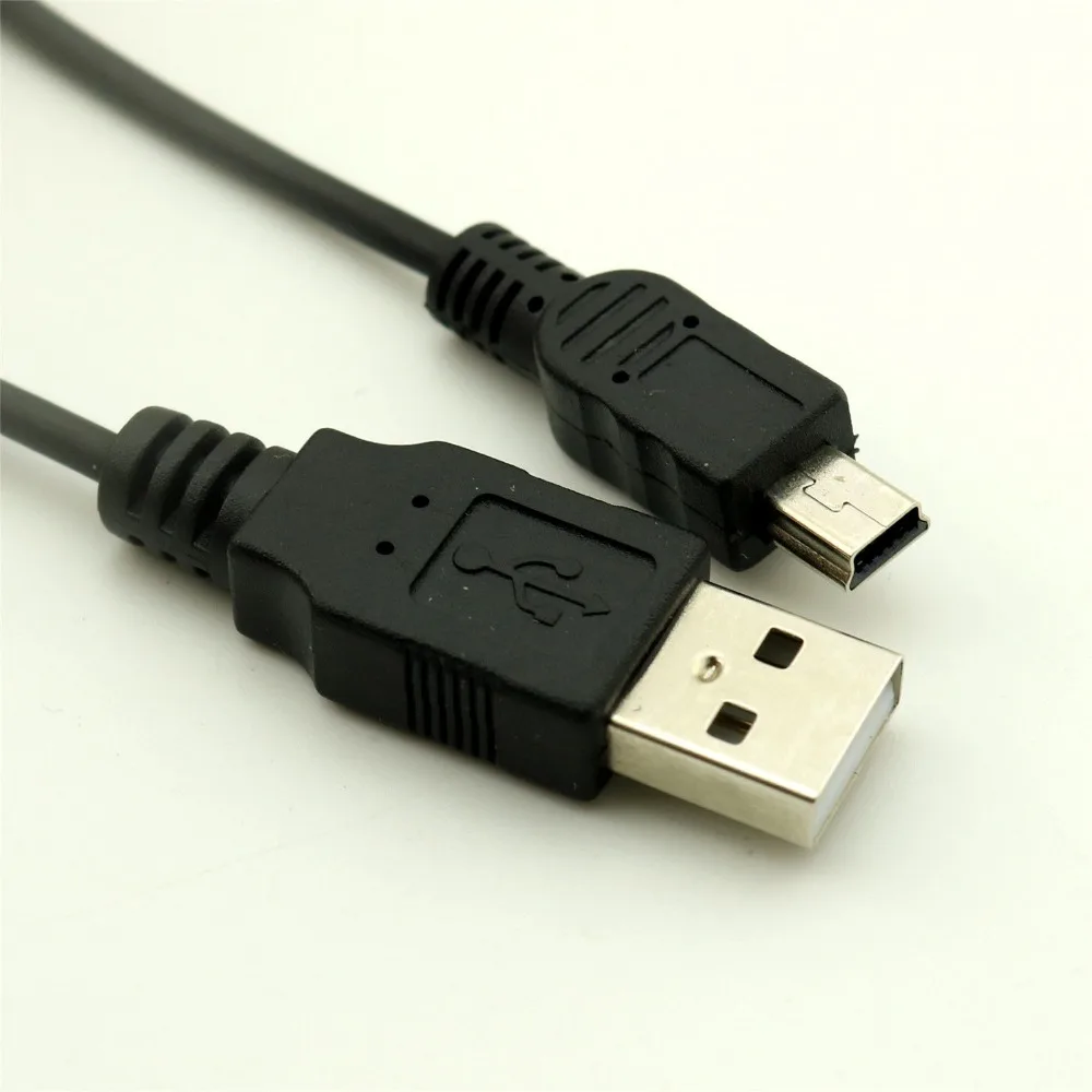 10 قطعة أسود لولبية ملفوف USB 2.0 وذكر أن ميني USB 5 دبوس الذكور مستقيم كابل محول 5FT