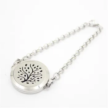 

Tree of life Aromatherapy Essential Oils Stainless Steel Perfume Diffuser Locket Bracelet Best Father Day Gifts
