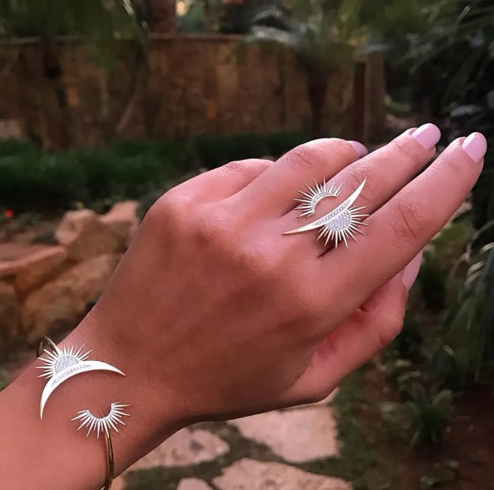 Jankelly, роскошные кольца с Луной и браслетом, наборы, модные, Дубай, серебряные, Свадебные Ювелирные наборы для женщин, свадебные brincos para as mulheres
