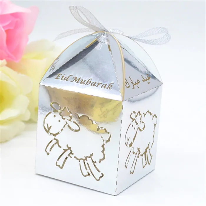 Милый ягненок на заказ лазерная резка Eid Рамадан baby shower вечерние подарочная коробка - Цвет: metallic silver