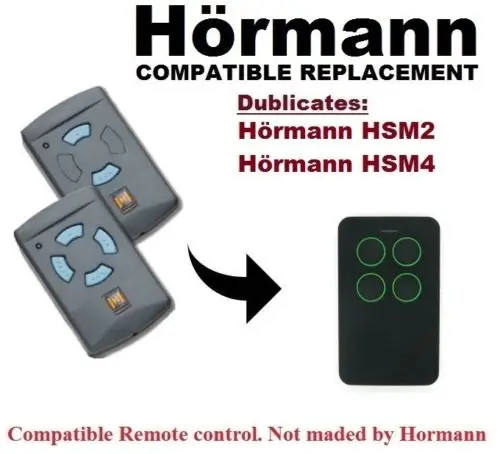 

Compatible with Hormann HSM2/HSM4 Remote Control Replacement 868.3/433.92Mhz Black