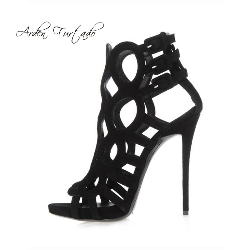 

Arden Furtado 2018 summer high heels 12cm stilettos zipper platform cover heels fashion evening cage sandals party shoes woman