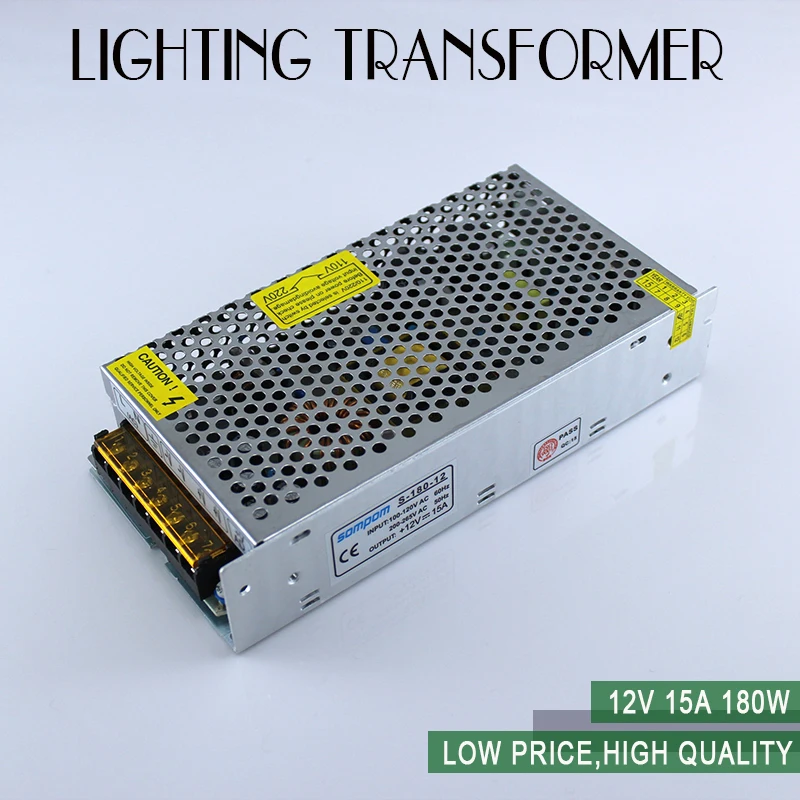 

AC85V -265V to for DC 12V 15A 180W Voltage Transformer Switch Power Supply Adapter Driver for Light LED Strip