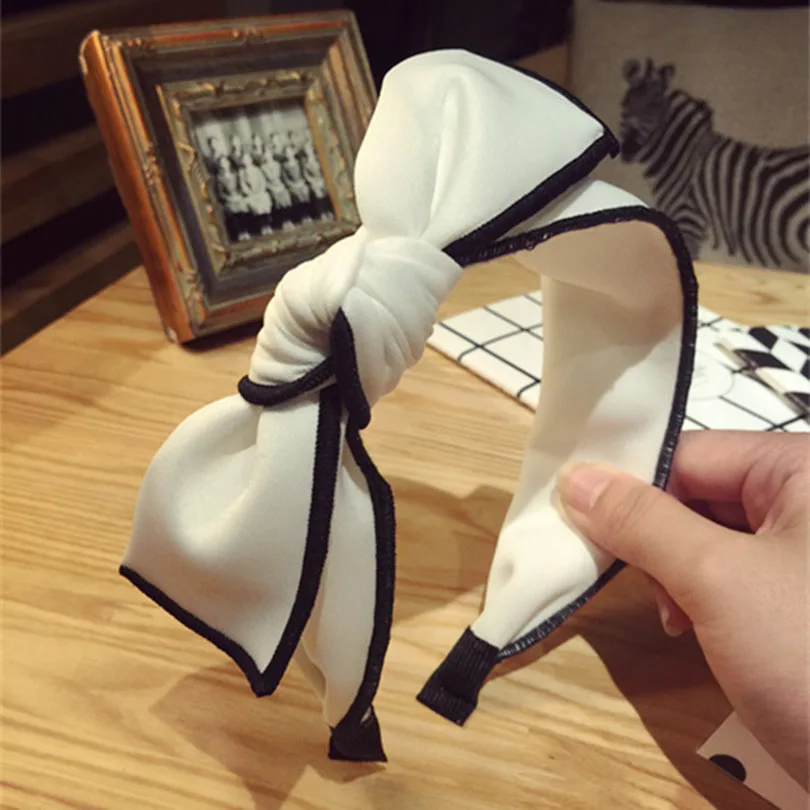 Haimeikang Hair Bows Hair Accessories White Black Rabbit Ear Ears Headbands Women Korea Hairbands Female - Цвет: 4