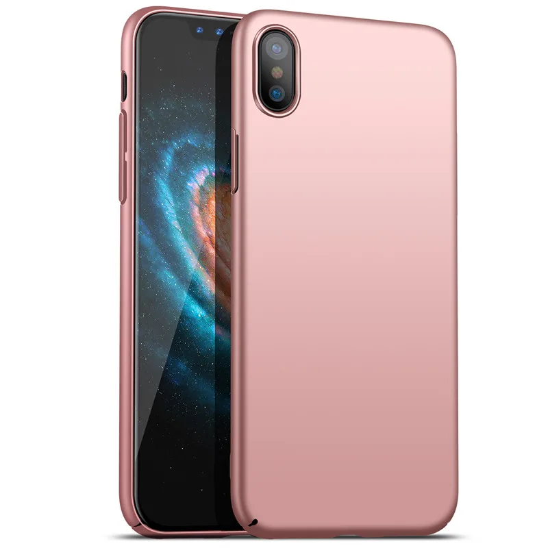 XS Max чехол для iPhone XS чехол для iPhone XR чехол жесткая задняя крышка из ПК Mofi для iPhone X чехол однотонный цвет чистый черный красный - Цвет: Rose gold