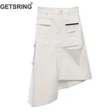 Женская хлопковая Асимметричная юбка GETSRING длинная белая в стиле