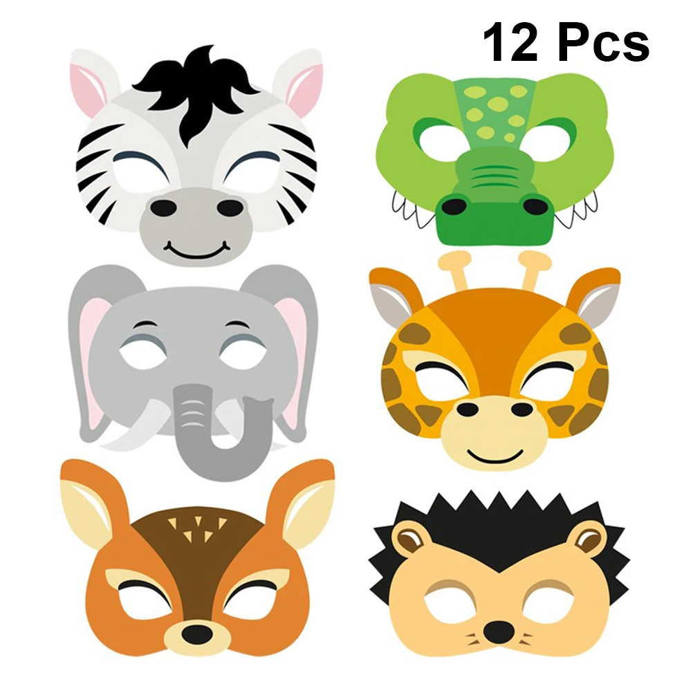 12 шт., креативные бумажные маски для костюмов с изображением животных из аниме, маска для детей, для школьной игры, детское платье с эластичной веревкой