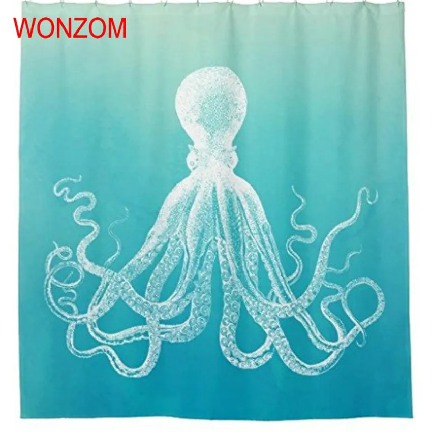 

WONZOM Modern Polyester Fabric Bath Curtain 3D Animal Shower Curtains Bathroom With 12 Hooks Waterproof Accessories For Decor