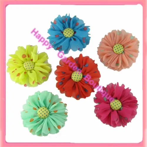 free-shipping-new-12pcs-lot-chiffon-polka-dots-silk-flower-with-button