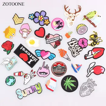 

ZOTOONE Flower Animal Heart Letter Food Cartoon Patch Iron on Badge Patches Embroidered Applique Sewing Clothes Patch Stickers B