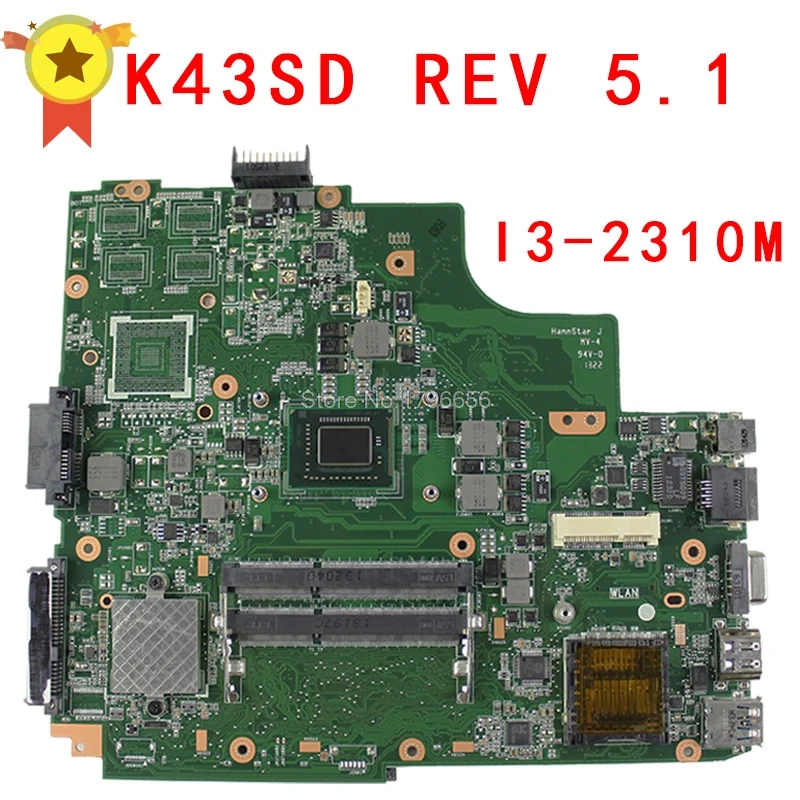 

K43E laptop motherboard for ASUS CPU I3 well tested