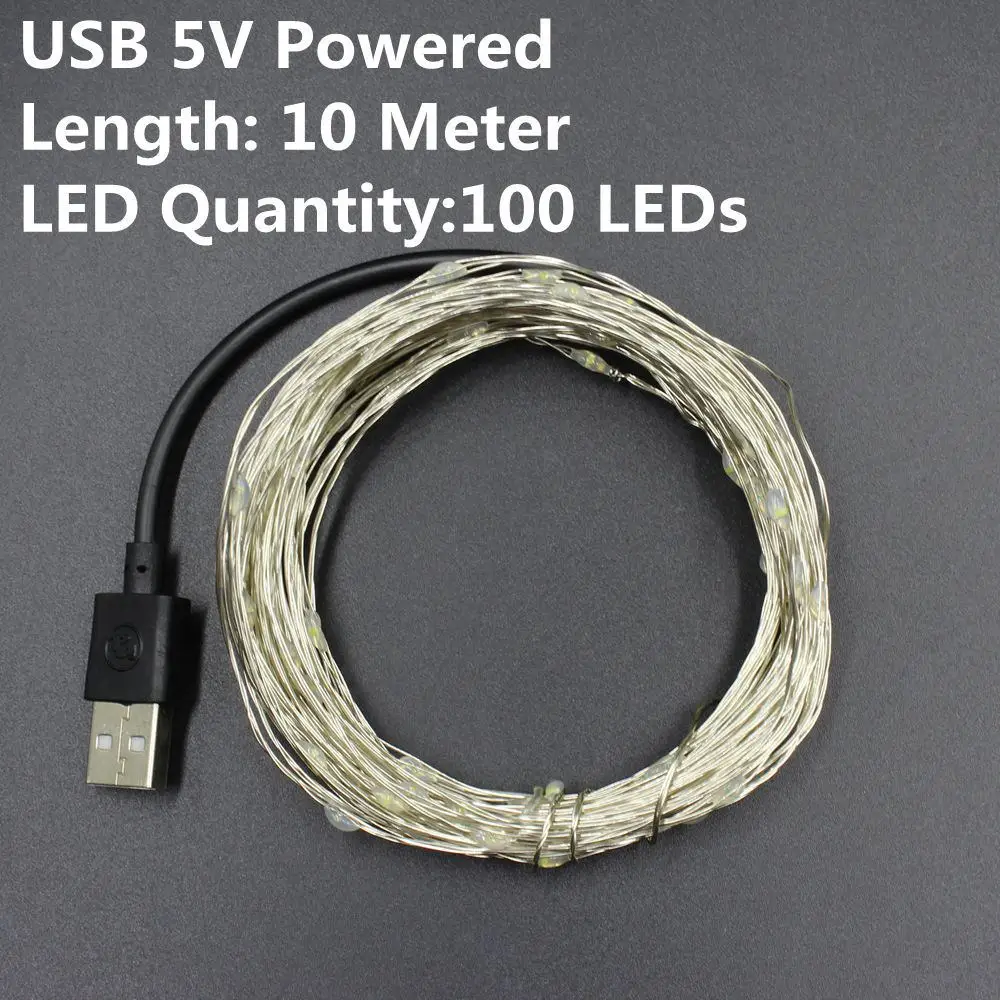 5/10/20 м постоянного тока с источником питания от USB 5 В, светодиодный гирлянды светодиодные рождественские фонари ночной Светильник для