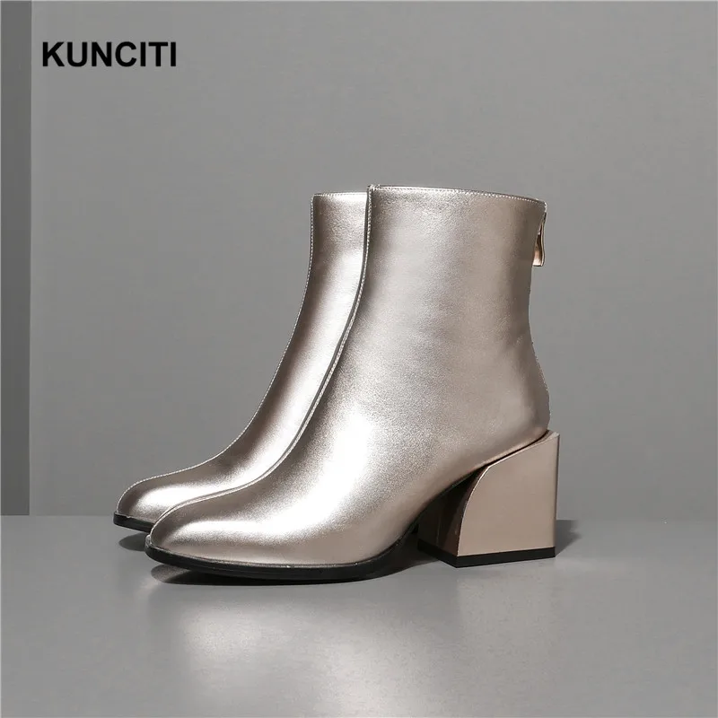 En Kunciti gun gold Femmes Carré Talons Bout Cheville Martin D230 D'hiver Bottes Véritable Cuir Black silver À Themost Hauts 2018 qEHwxRdUU