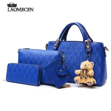 4 Unids/set Nueva Famosa Marca de Oso de las mujeres de Europa Y América En Relieve Bolso Grande bolso Compuesto bolsa de bolsas de Compras en línea