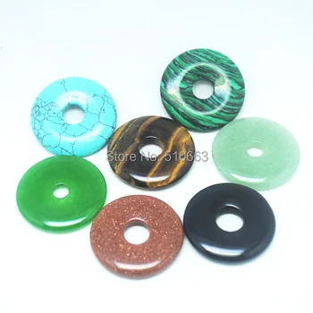 

4 Pieces/ Lot Natural Gem stone Pendant New Beads accessories Size 30mm Inside hole 5mm diameter Mix Different types of stone