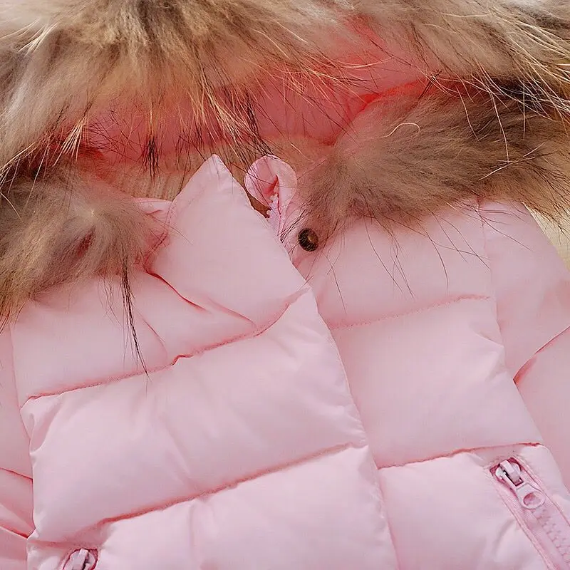 Детская зимняя куртка г. Новая зимняя хлопковая утепленная куртка с меховым воротником для девочек зимнее пальто с длинными рукавами для девочек