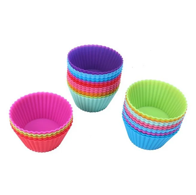 

12PCs Cupcake Liners Random 6 Colors 7cm Muffin Silicone Mold Bakeware Kitchen Accessories Mold Baking Cake Decorating Tools