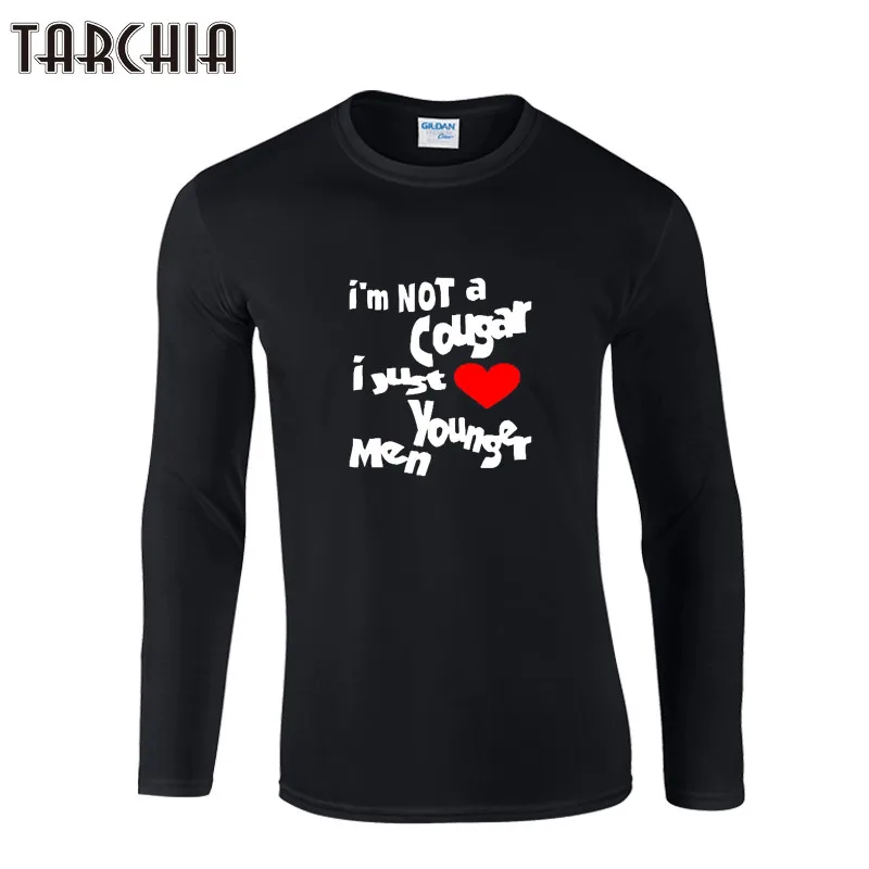 Мужская хлопковая футболка TARCHIA Повседневная с длинным рукавом надписью I AM NOT A