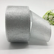 Fita de cetim de prata 50mm, 5 jardas/lote, decoração, casamento, festa de natal, decoração, artesanato faça você mesmo, suprimentos de costura