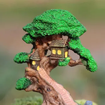 

Home Houses Decoration Mini Craft Elf Tree House Miniature Fairy Garden Micro Landscaping Decor DIY Accessories