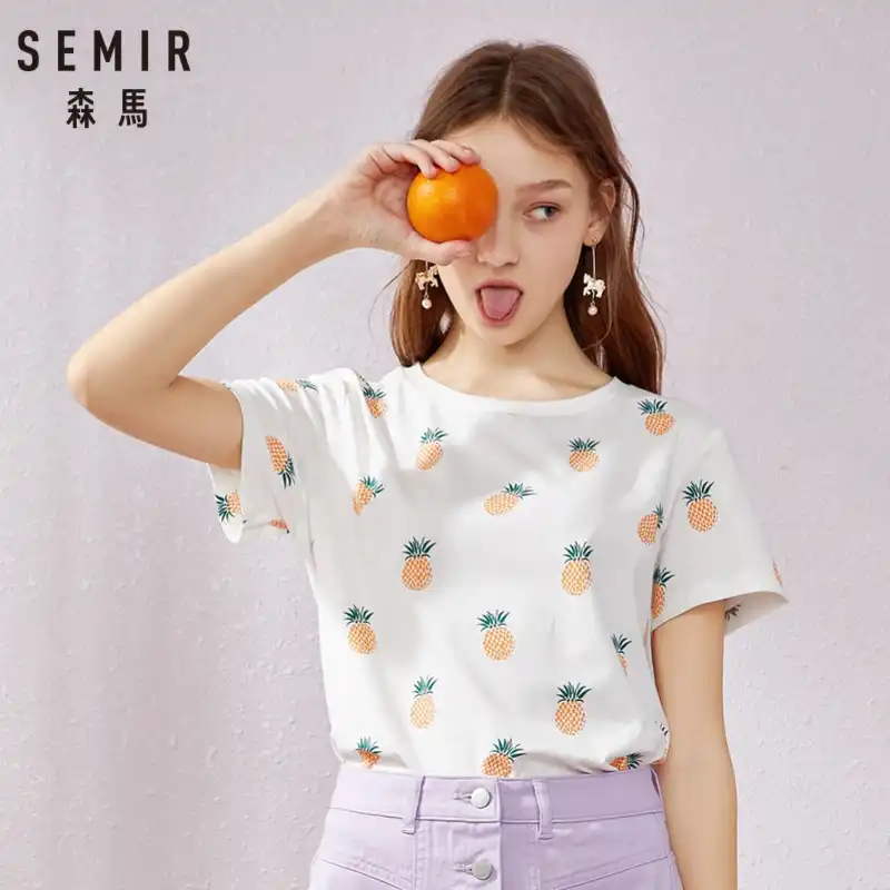 SEMIR нашивка Короткие рукава футболка женская 2019 лето новый стиль внутри Женская