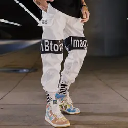 INS лоскутное Мужские штаны Письмо печати цвет блок шаровары для мужчин хип хоп повседневное леггинсы для танцев спортивные штаны Мужской
