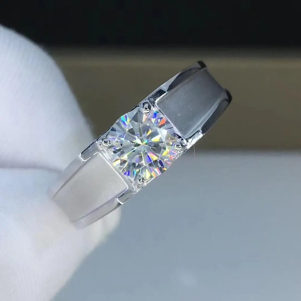 Круглое Кольцо моисанита из белого золота 1ct 6 50 мм D VVS роскошное моисанитовое Weding