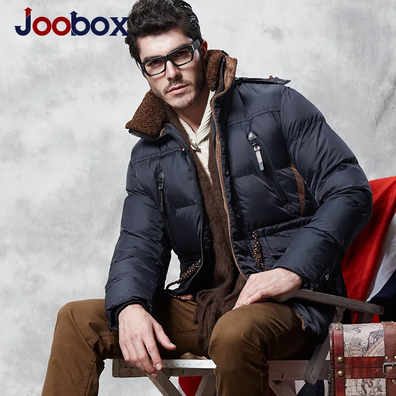 

JOOBOX Brand Men Winter Jacket 2016 New Fashion Casual Men Parka Thick Warm Cotton Jacket Coat Black/Blue Big Size Coat