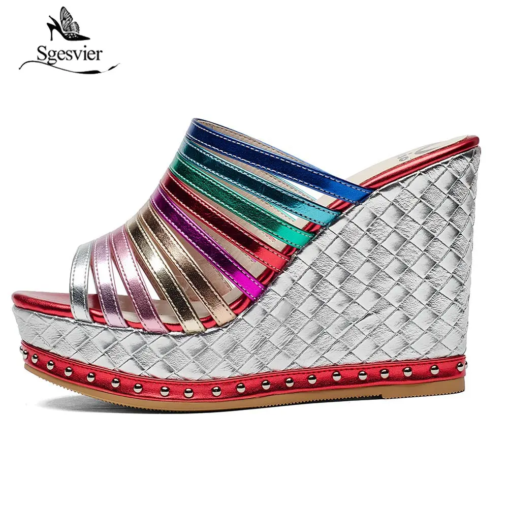 silber Heels Sommer Schuhe Keile Colorful Weise Schweinsleder Sgesvier Art Plattform Innen Frau Sandalen Top Qualität Ox435 Spuer Und THqpccYd4
