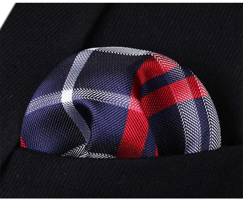 Вечерние Свадебный классический карманный квадратный галстук тканый мужской темно-синий галстук-бабочка Красный клетчатый галстук платок Набор# TC820B8S