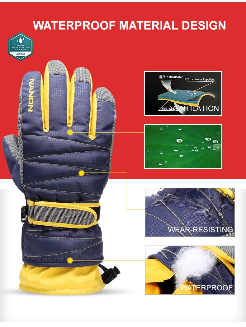 NANDN Luvas De Esqui Snowboard Snowmobile Da