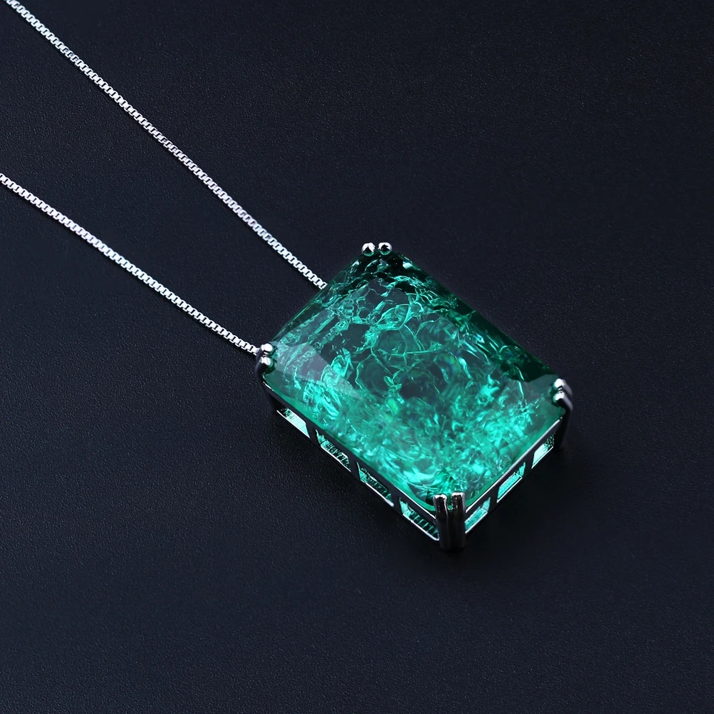 

Square Shape Clear Natural Crystal Green Pendant Necklace Charm WomenJewelry Party Chocker Necklace for Women Gift NFX001522