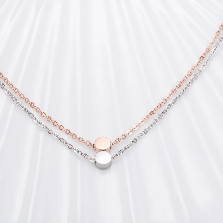 3 цвета, 316L, нержавеющая сталь, маленький круглый кулон в форме бобов, ожерелье на цепочке с надписью «Lucky Letter», модное ювелирное изделие для женщин