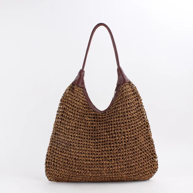 Bohemian Flower Shoulder Bags Women Casual Rattan Straw Bag Large Capacity Wicker Woven Handbags Female Summer Beach Purse Totes evening bags