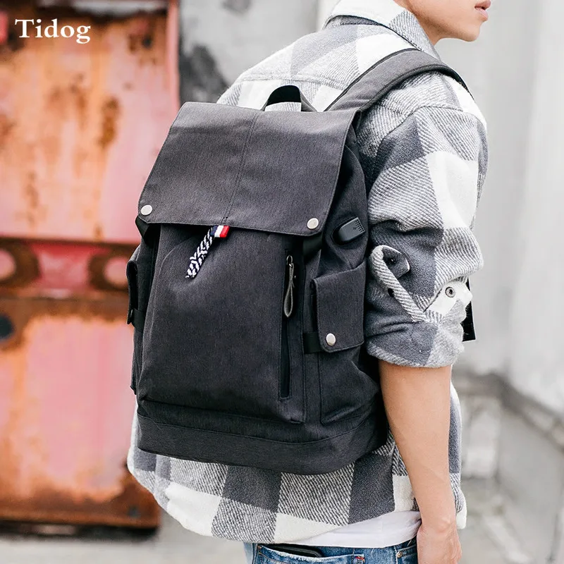 

Tidog Korean men's backpack canvas travel backpack