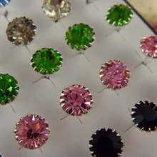 SHUANGR, 20 пар цветов, блестящий кристалл, серебряный цвет, маленькие серьги-гвоздики для женщин, красные, синие, зеленые ювелирные изделия с кристаллами, Brincos femme