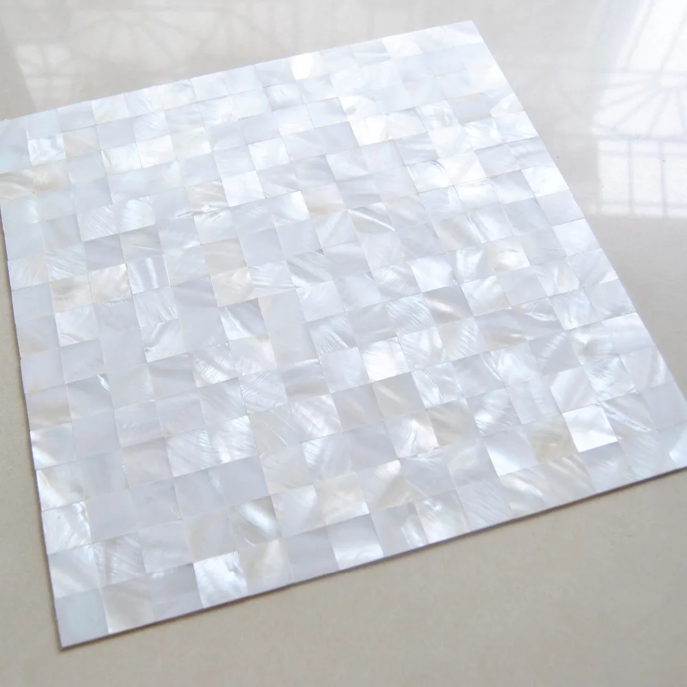 White Squared Groutless Pearl Shell Tile 5 Sq.ft Mosaic Tile - White Squared Groutless Pearl Shell Tile 5 Sq.ft Mosaic Tile