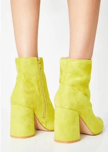 Picture Daim Chaussures De Bottes Femmes 2018 Mode Robe Jaune Courte Pointu Picture Talons En Cheville as Violet D'hiver Dames As Bout Designer Carré qIUxCxwR5