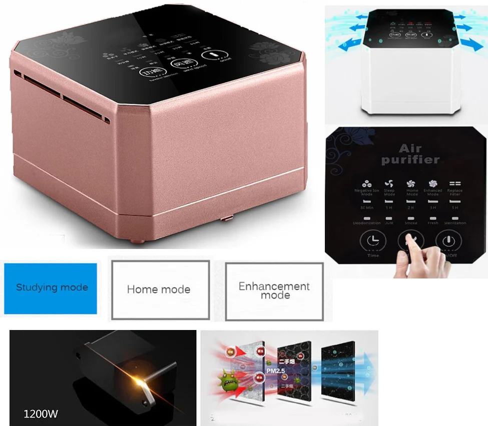 

Ionizer Air Purifier Negative Ionizer Timing Quiet Activated Carbon Air Filter for Home Office Remove Formaldehyde Smoke