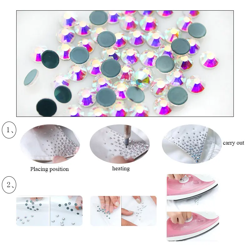 ЦЯО Сапфир AB покрытие Цвет Кристалл Стекло горячей фиксации Стразы/железо на Стразы для украшения одежды