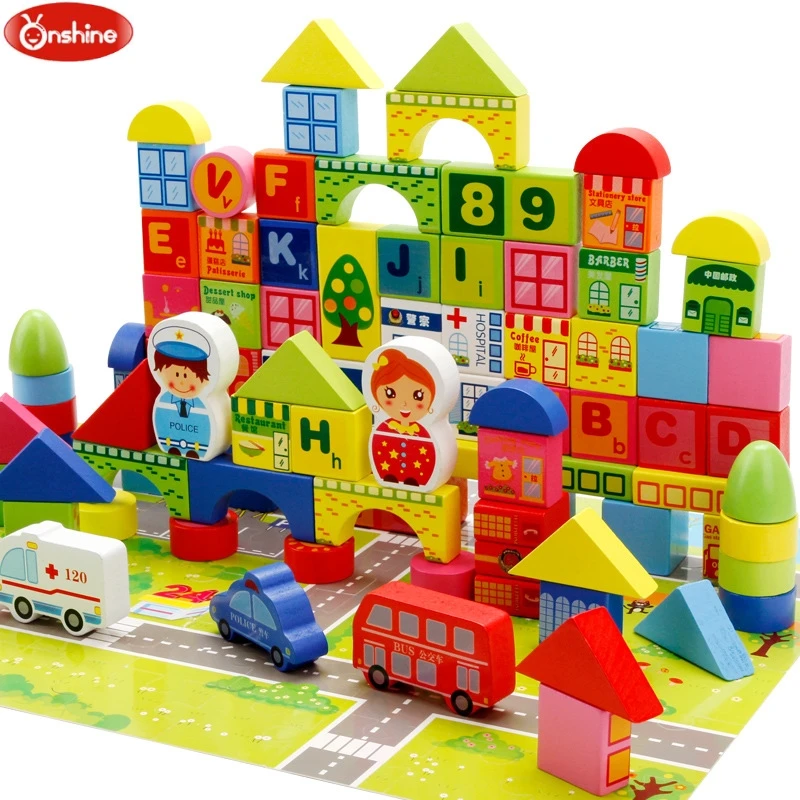 

160 pieces Montessori Wooden Car Set Learning and Education City Traffic Wooden Blocks Geometric Shape Early Child Xmas Gifts