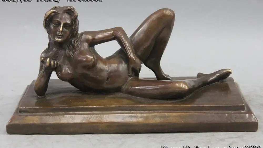 Скульптура Западное искусство деко бронзовая Медь ложиться-вниз Oomph Обнаженная девушка статуя красавицы
