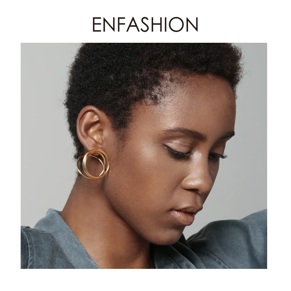 ENFASHION, Многослойные Круглые серьги-гвоздики для женщин, панковские геометрические простые серьги, массивные модные ювелирные изделия Oorbellen 1032