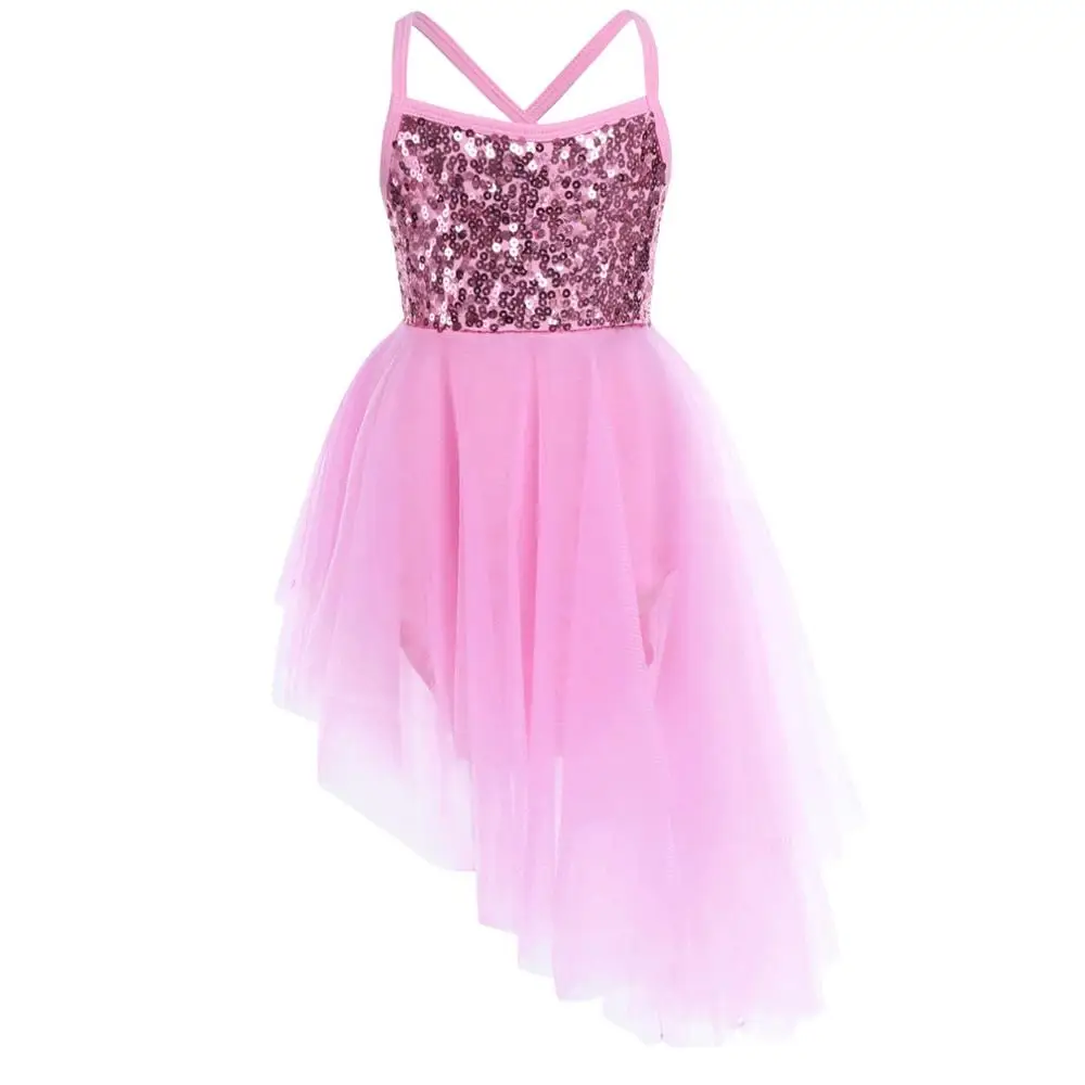 Iiniim/Лидер продаж, детская балетная одежда с блестками для девочек, балетное платье-пачка, гимнастическое трико для детей, лирические танцевальные костюмы - Цвет: Pink