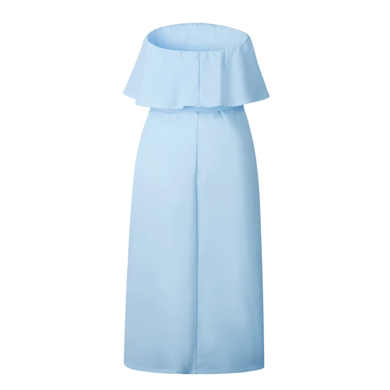 Qunndy Boho Style Off Shoulder Off Ruffles Dresses Women Beach Summer Sashes Button Dress Vestido Bandage Female Party Dress (3)